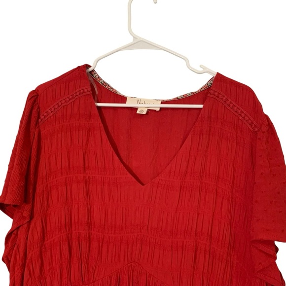 Nurture NWT Plus V Neck Crimson Tiered Maxi Dress Swiss Dot Size 2X Flowy Boho - Picture 4 of 10